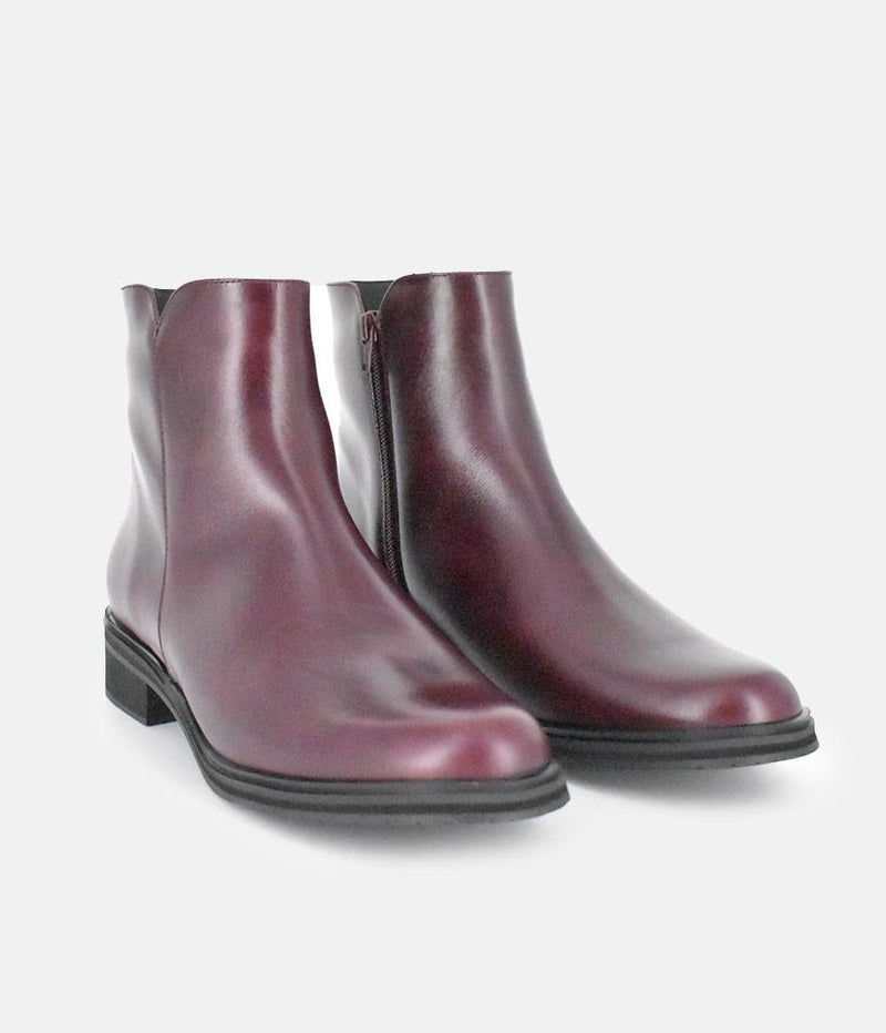 PieSanto Stylish Burgundy Leather Ankle Boots