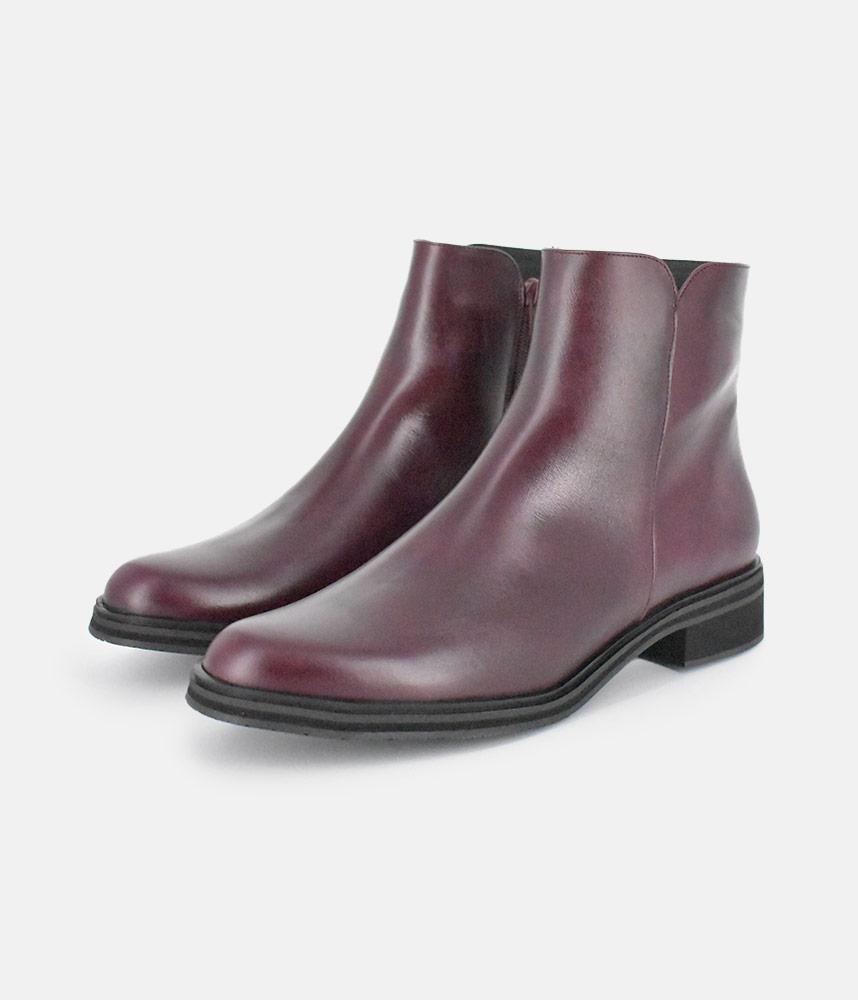 PieSanto Stylish Burgundy Leather Ankle Boots