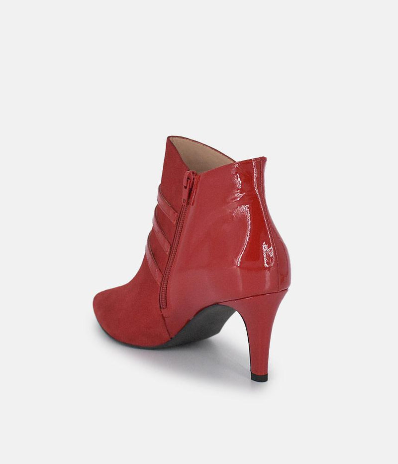 PieSanto Chic Wide Fit Cherry Red Buckle Ankle Boots