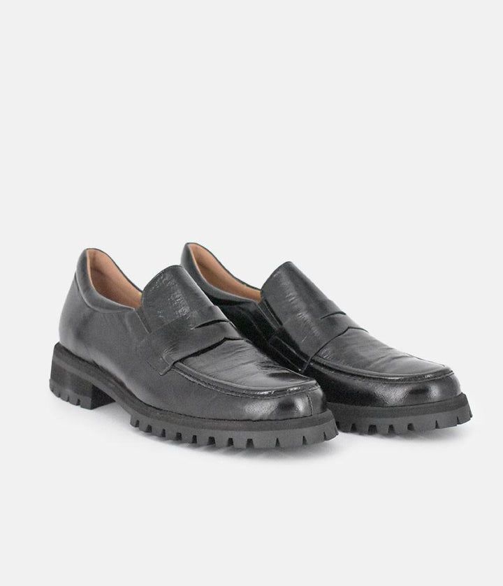 PieSanto Deluxe Black Leather Loafers