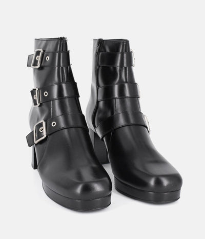 PieSanto Fabulous Black Buckle Ankle Boots