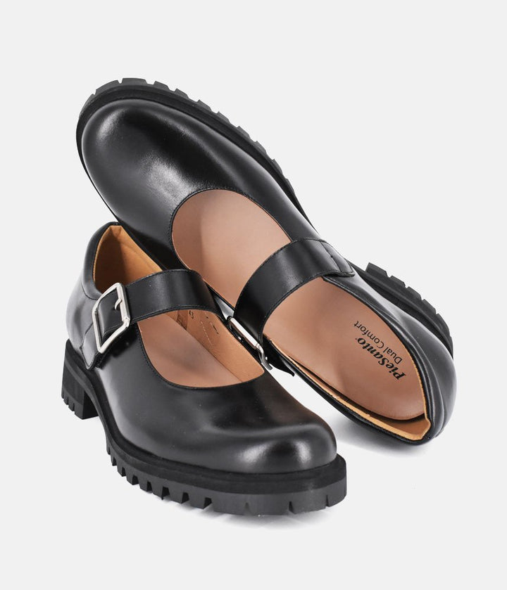 PieSanto Trendy Black Leather Mary Janes