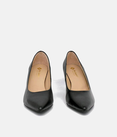 PieSanto Premium Black Leather Heels