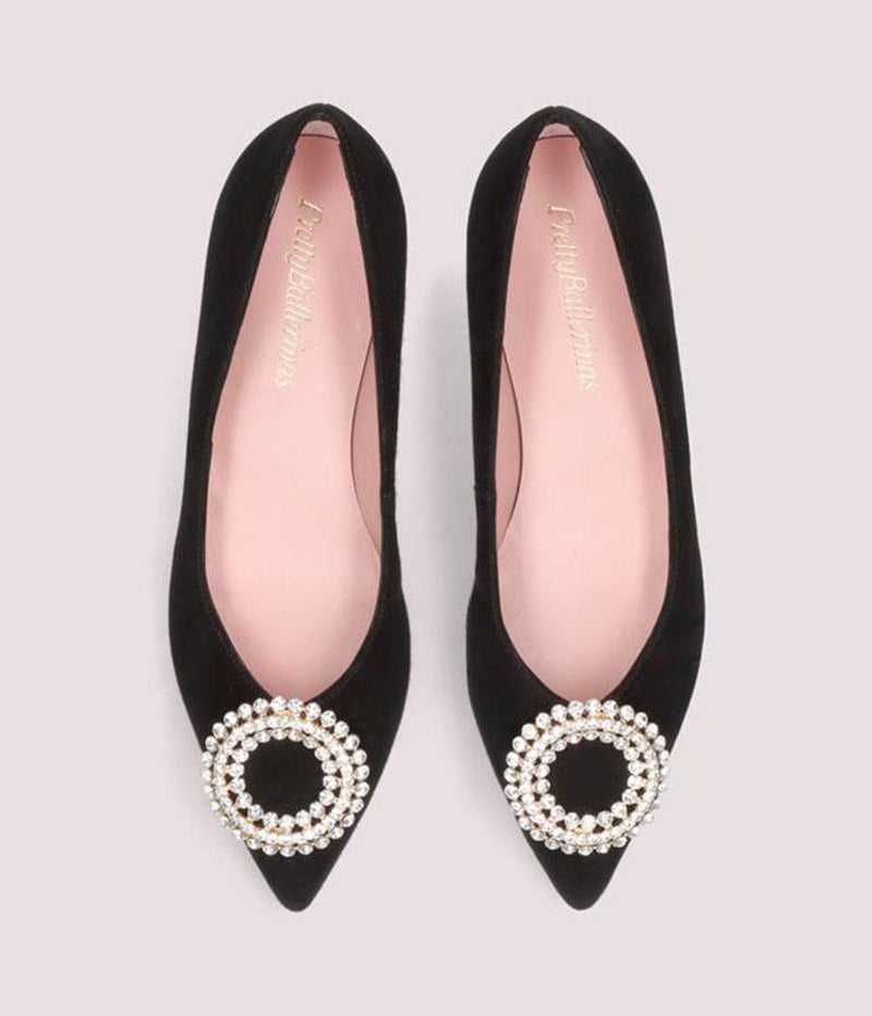 Pretty Ballerina Plush Black Velvet Flats