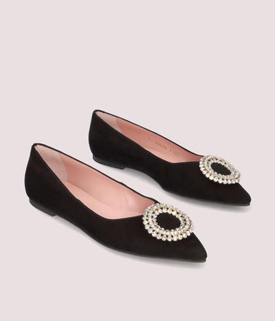 Pretty Ballerina Plush Black Velvet Flats