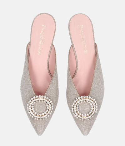 Pretty Ballerinas Stunning Silver Mule