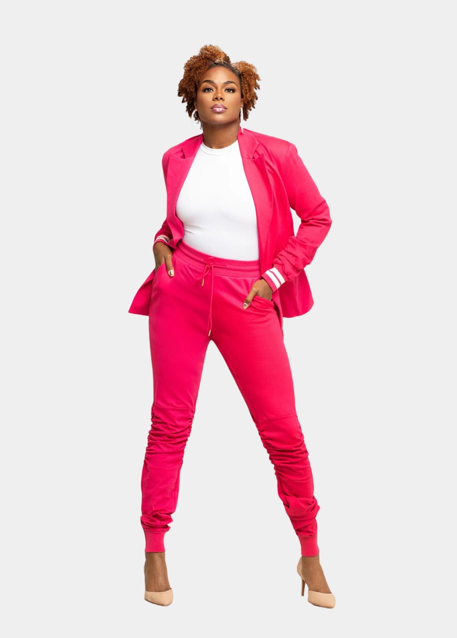 Tall Suit Jogger Jacket - Pink