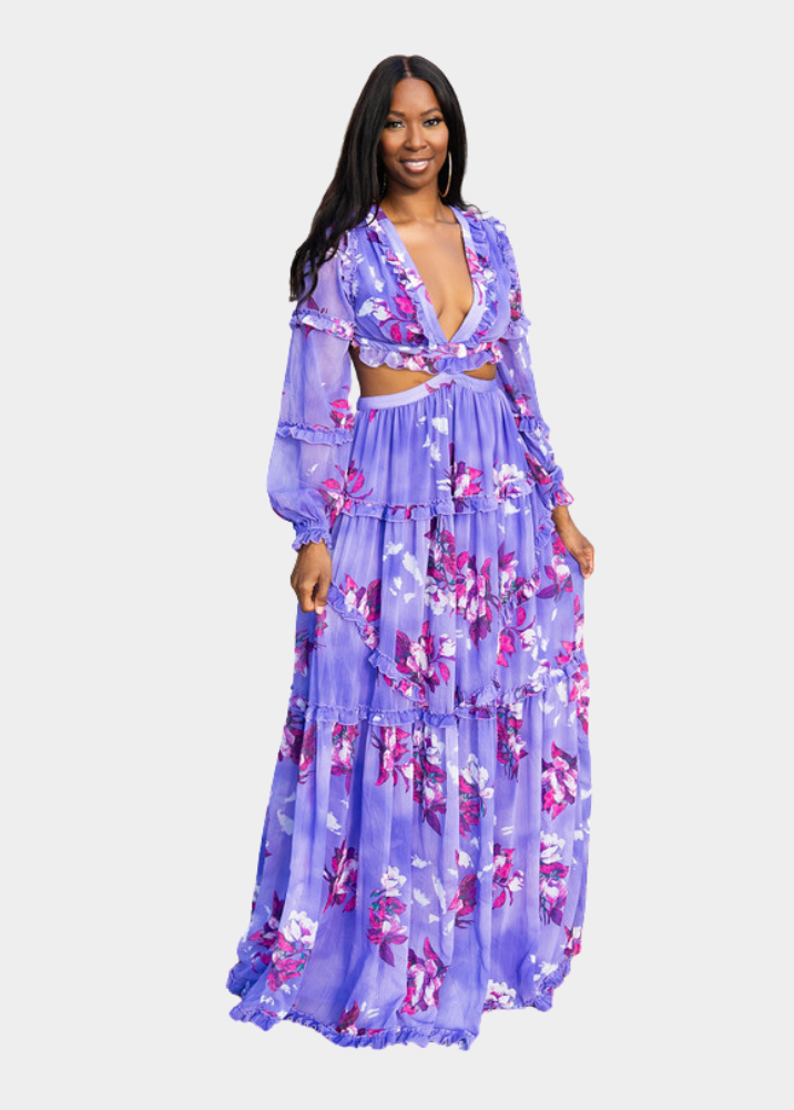 Floral Beauty Maxi Dress - Lavender