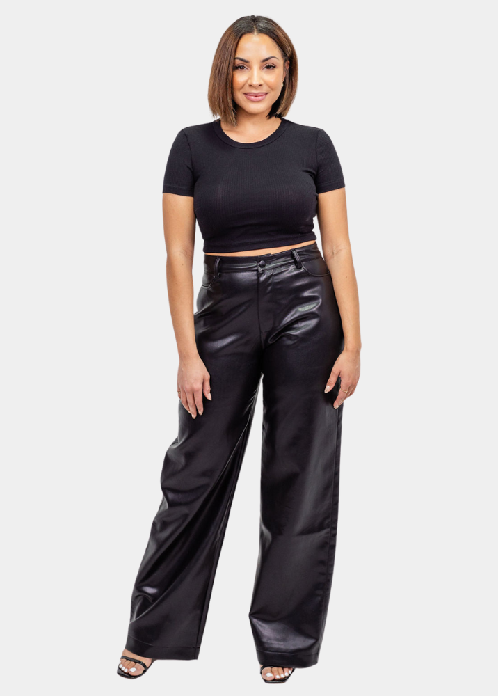 Nia Faux Leather Wide Leg Pant