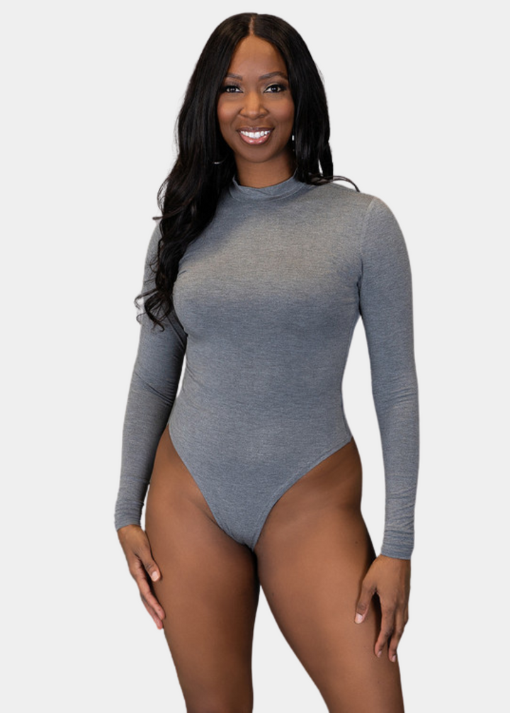 Mock Neck Bodysuit - Gray