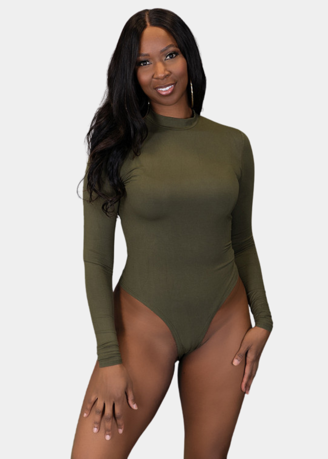 Mock Neck Bodysuit - Olive