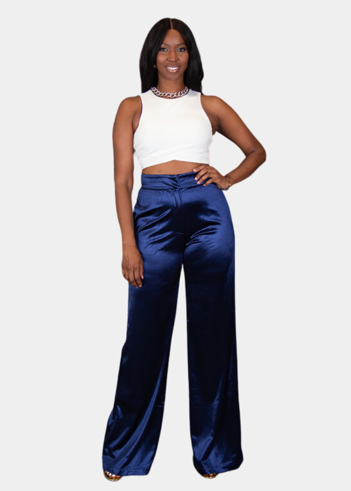 Mila Wide Leg Pants - Navy