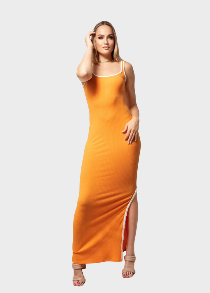 Tall Orange Ribbed Knit Maxi