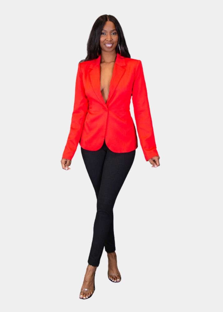 Gia Lace Up Blazer - Red