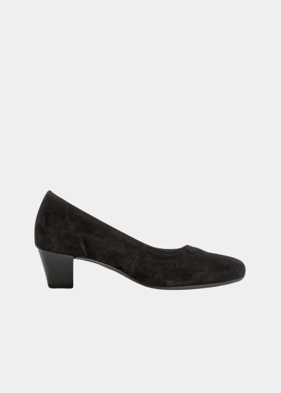 Gabor Dressy Black Suede Wide Fit Heels