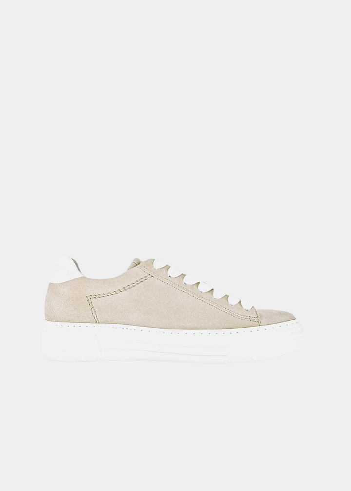 Gabor Trendy Beige Suede Platform Trainers