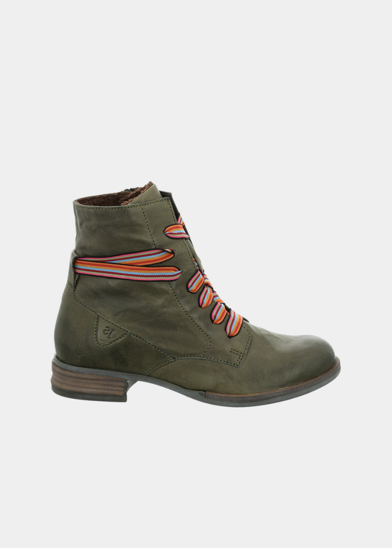 Josef Seibel Trendy Olive Green Lace Up Combat Boots