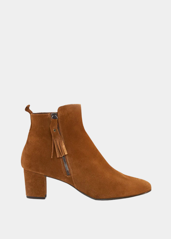 Premium Cognac Suede Ankle Boots