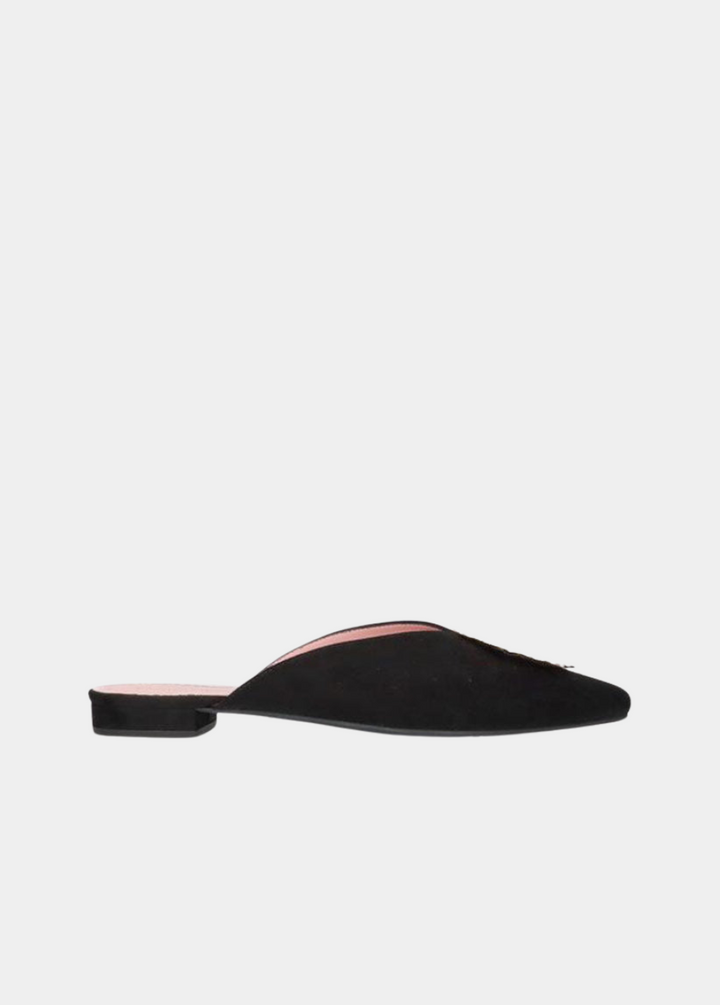 Pretty Ballerinas Plush Black Velvet Mule