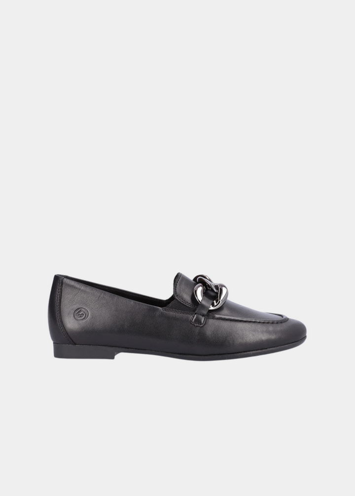 Remonte Stylish Black Leather Slip On Shoe