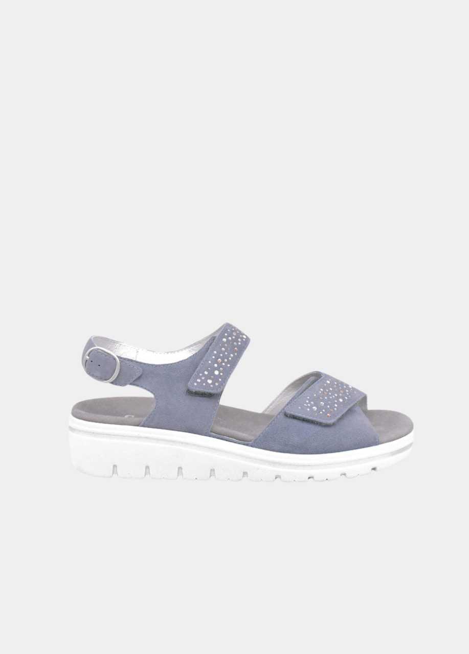 Semler Sky Blue Diamante Wedge Sandals