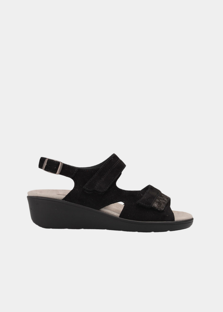 Semler Stylish Black Suede Wedge Sandals