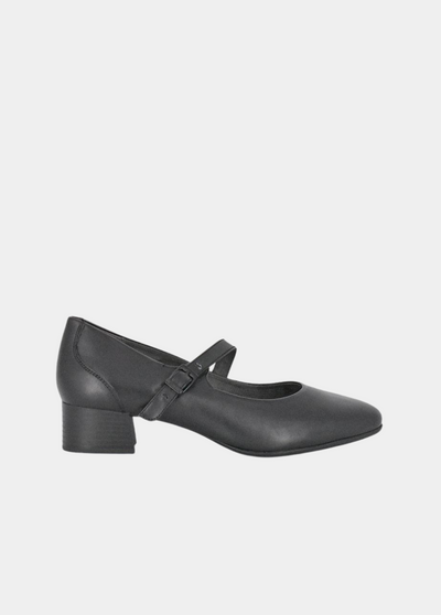 Tamaris Classic Black Mary Jane Low Block Heels