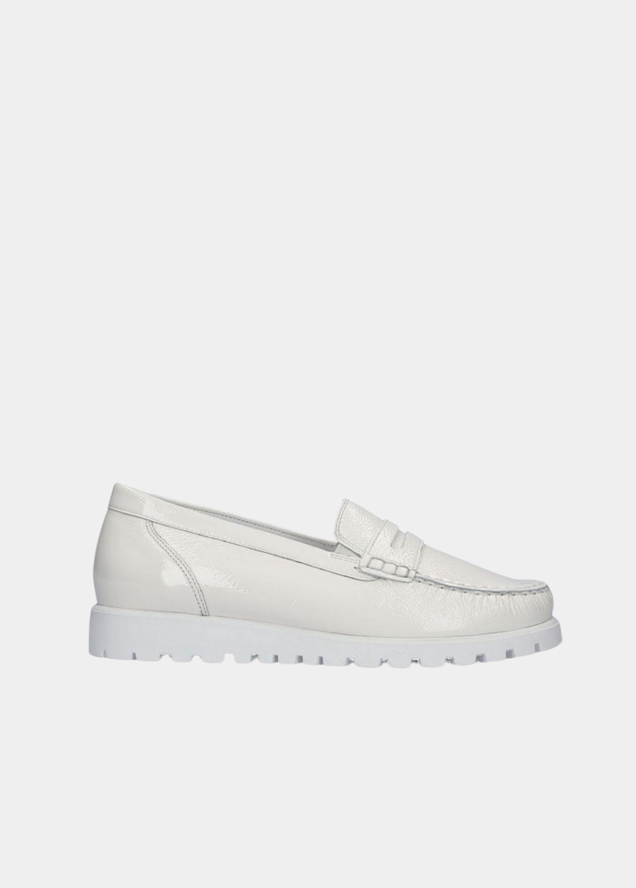 Waldlaufer Trendy Off White Patent Wide Fitting Loafers