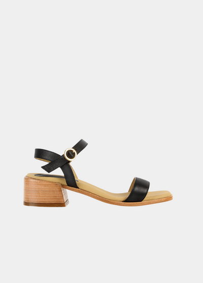 The Social Heeled Sandal Black Micro Pebble