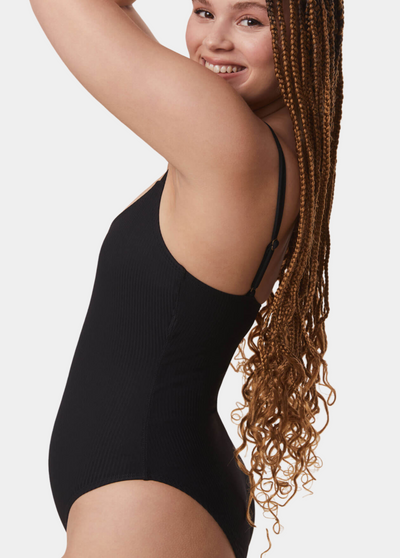 The Amalfi One Piece - Ribbed - Black - Long Torso