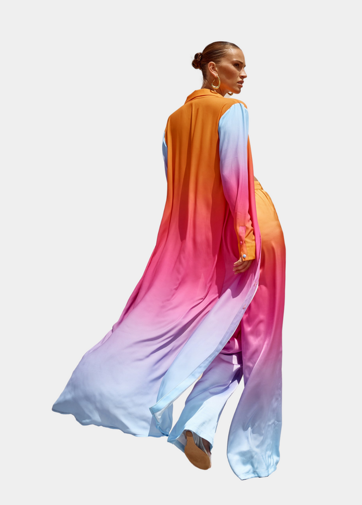 Hope & Harmony Maxi Duster Coverup Coat in Orange Ombre