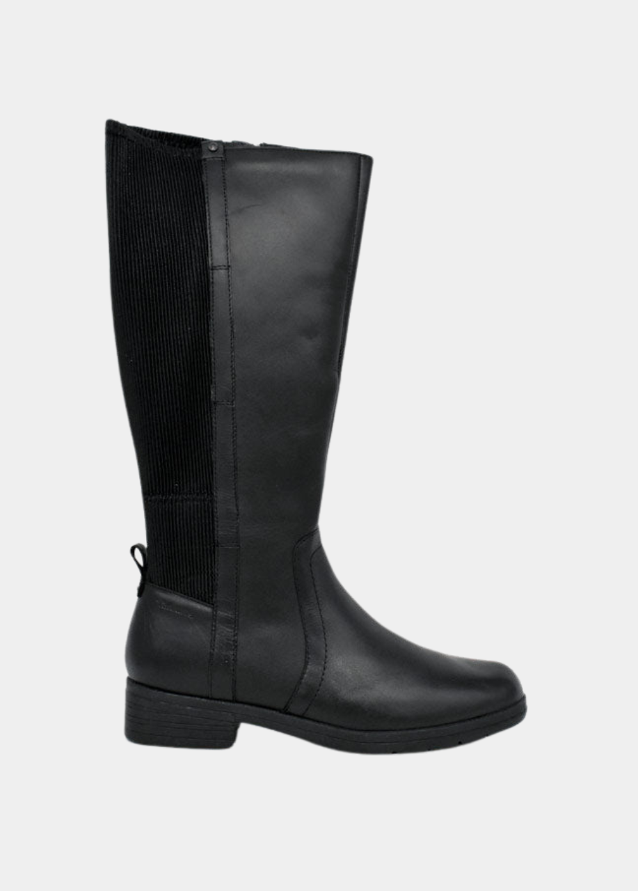 Tamaris Versatile Black Leather Knee High Boots