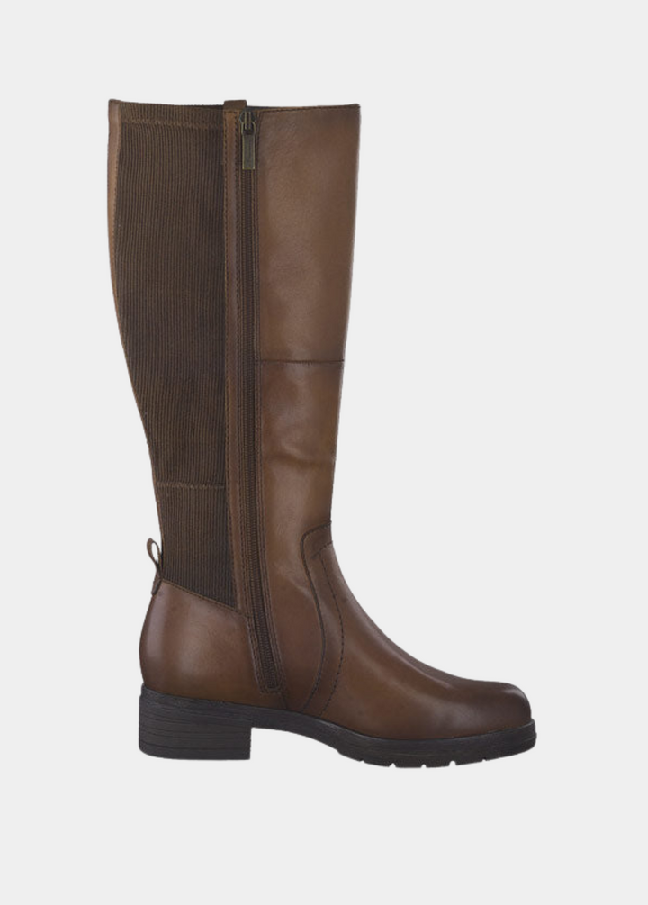 Tamaris Versatile Cognac Leather Knee High Boots