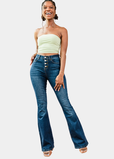 Tall Skyline Button Fly Flare Jeans