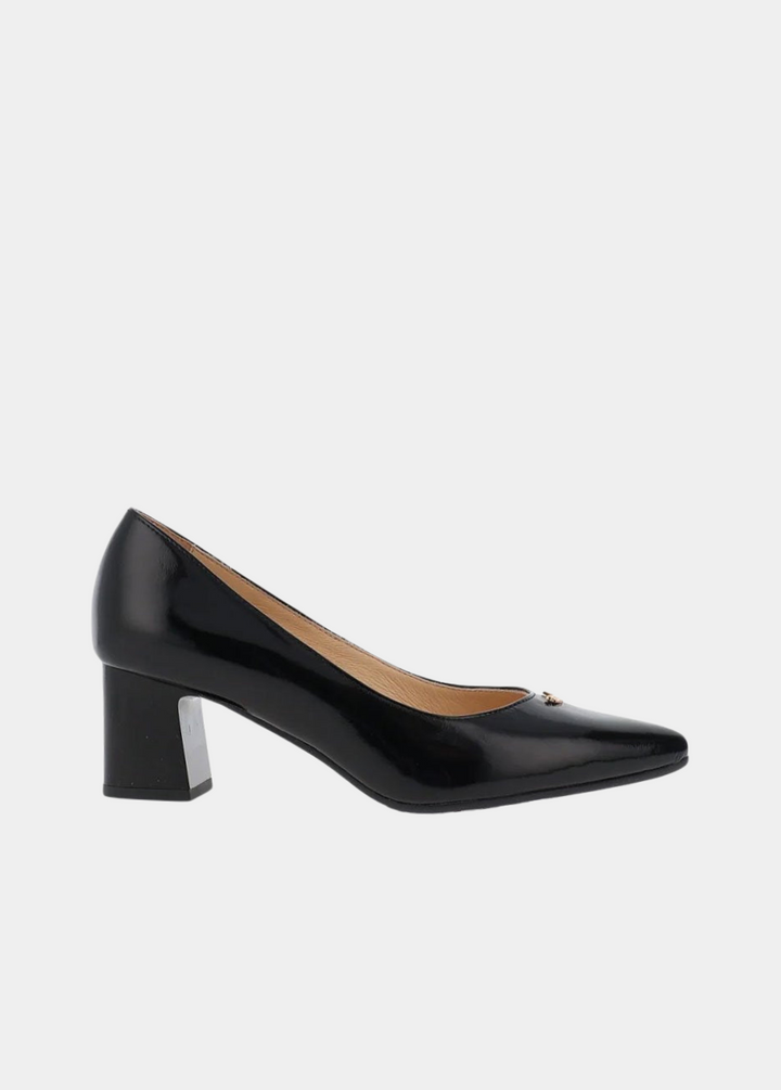 Bioeco Classic Black Patent Block Heel Shoes