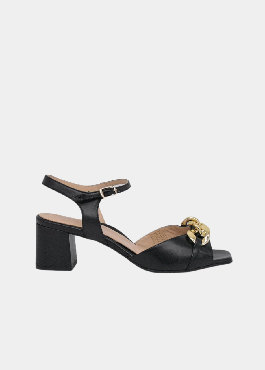 PieSanto Dressy Black Block Heel Sandals