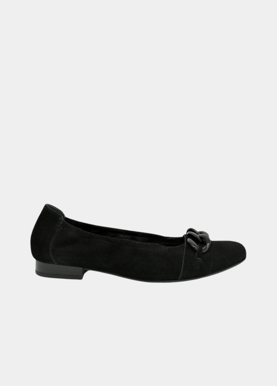 Semler Luxurious Black Suede Low Heel Slip on Shoes