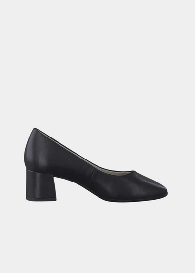 Tamaris Stylish Black Leather Block Heels