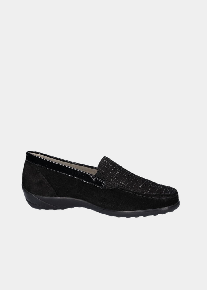 Waldlaufer Plush Black Suede Loafers