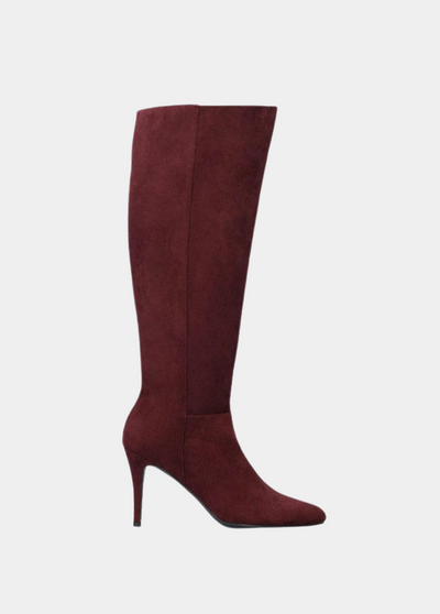 Sky High Burgundy Stiletto Heel Long Boots