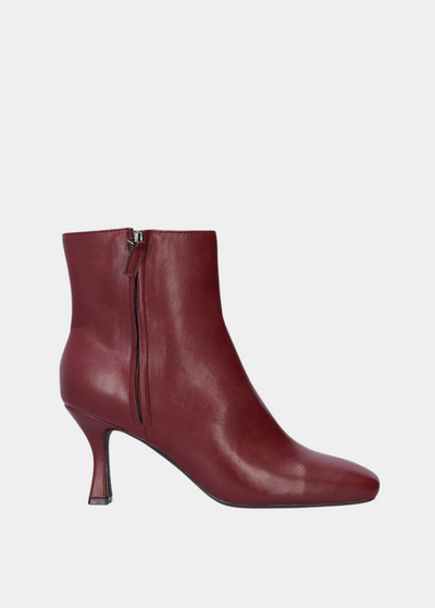 Stylish Burgundy High Heel Ankle Boots