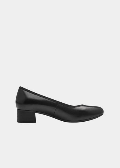 Tamaris Versatile Black Leather Wide Fit Court Shoes