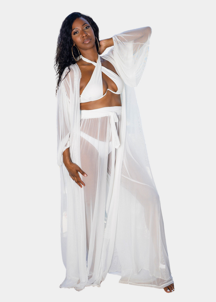 Santorini Mesh Cover Up Set - White