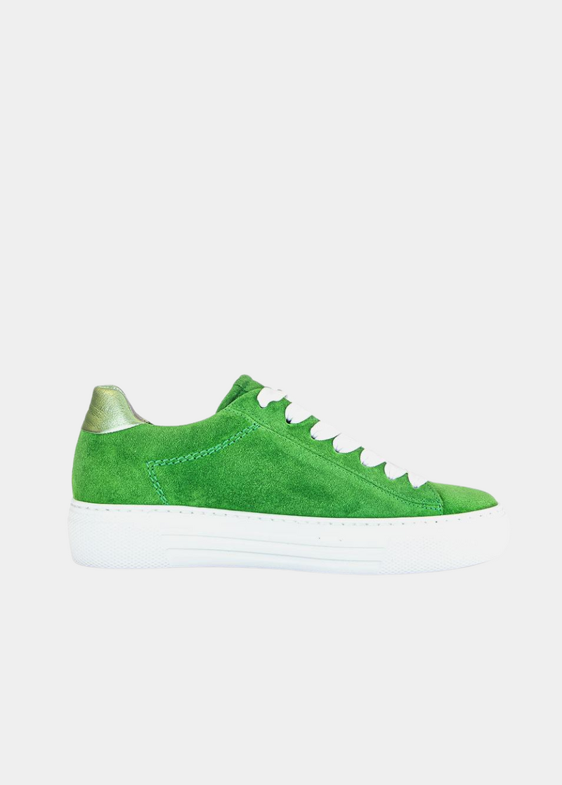 Gabor Trendy Green Suede Platform Trainers