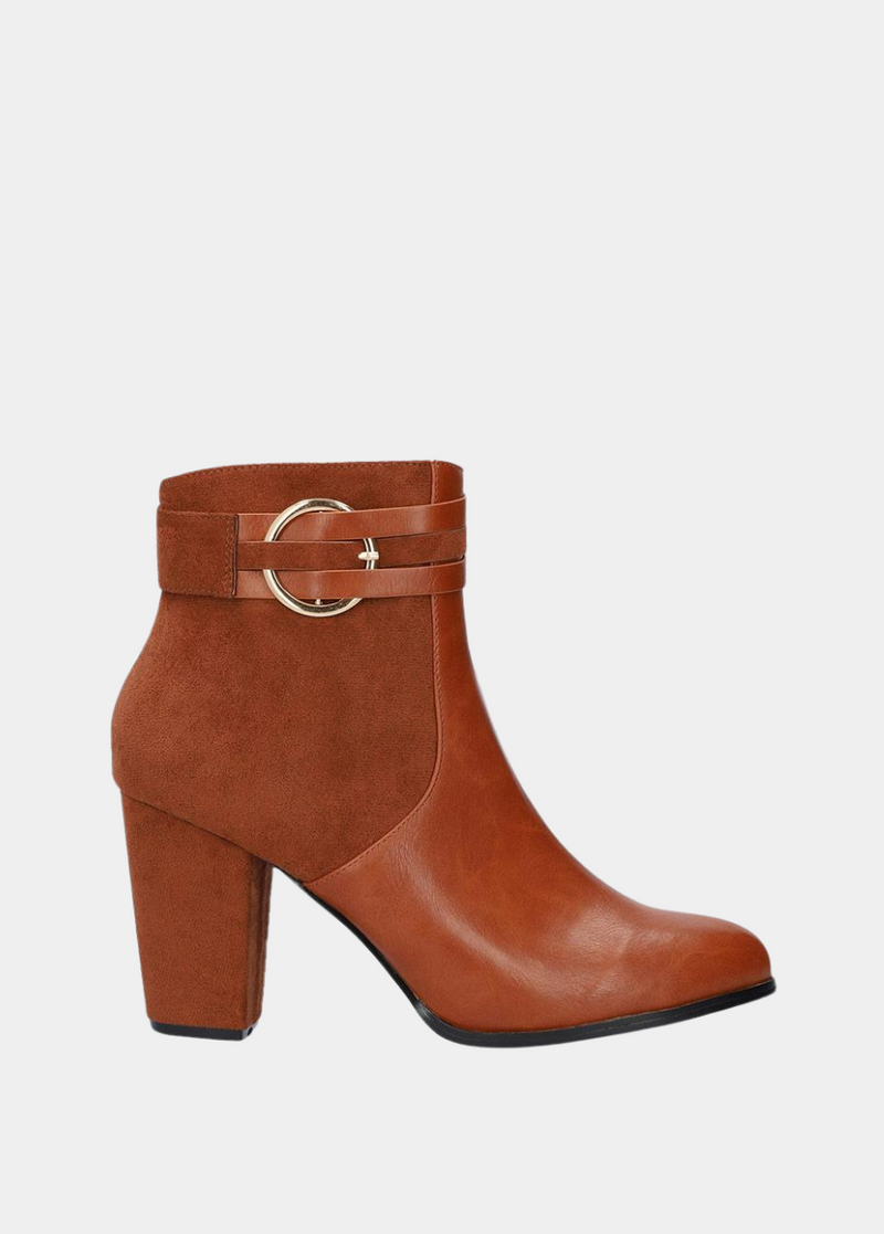 Dressy Brown Block Heel Ankle Boots