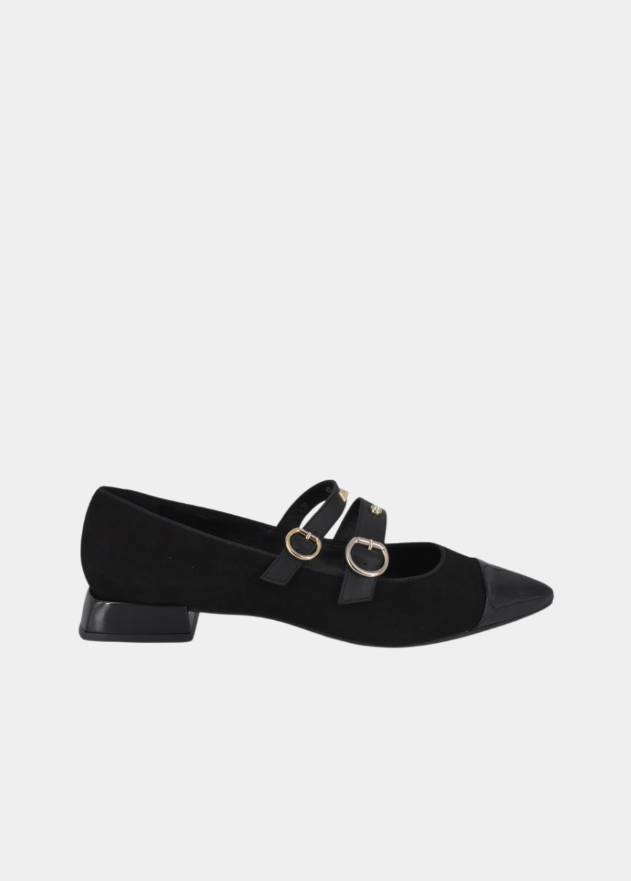 Dansi Chic Black Suede Flats