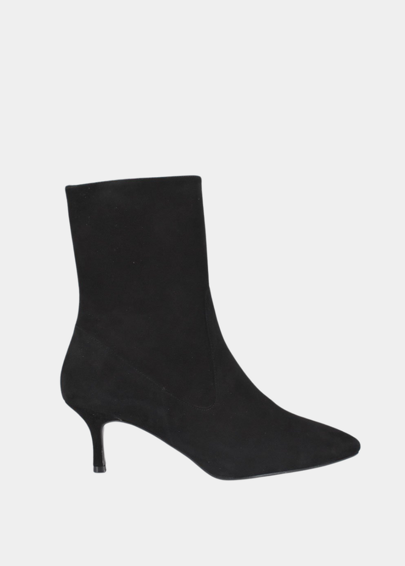 Dansi Fashionable Black Suede Stiletto Heel Ankle Boots