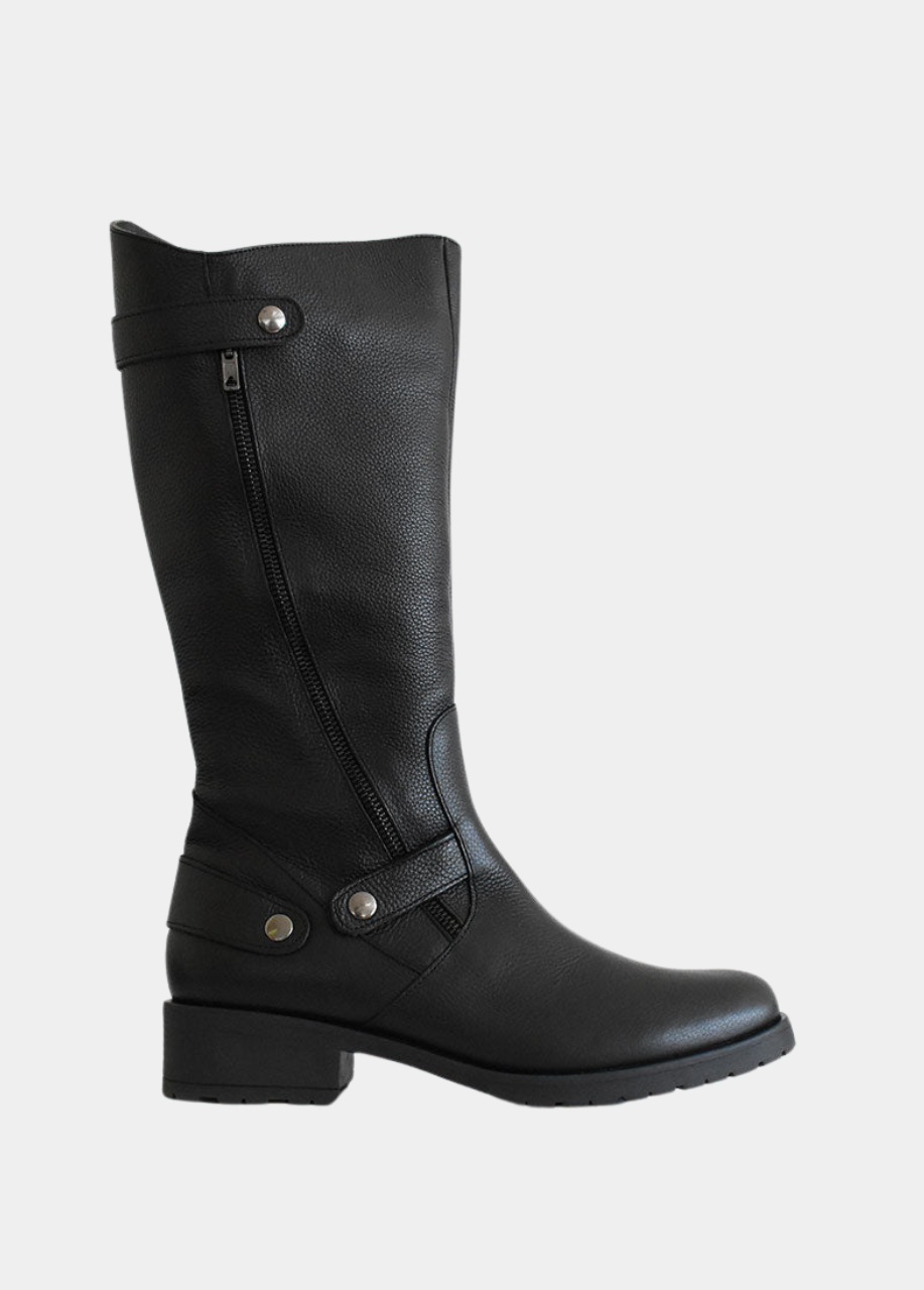 Classic Long Black Nubuck Leather Boots