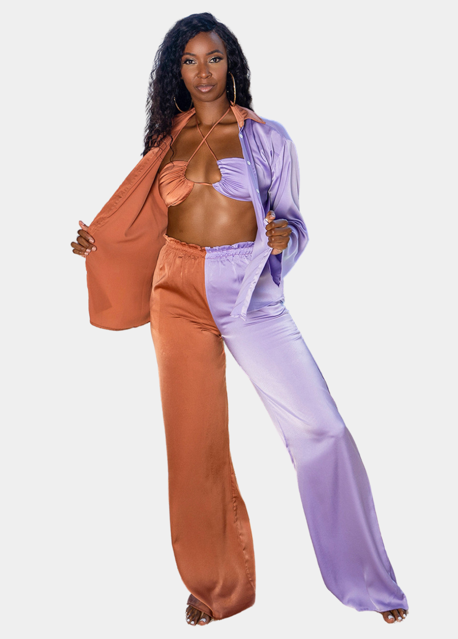 Summer Breeze Pant Set - Purple & Rust