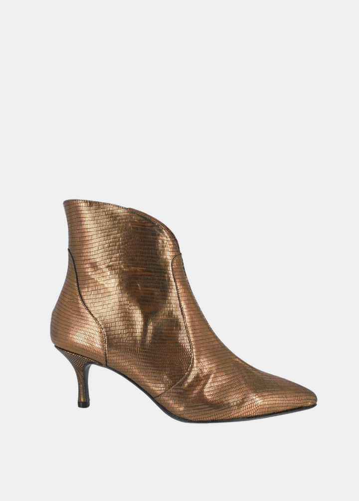 Dansi Fashionable Metallic Bronze Stiletto Heel Ankle Boots